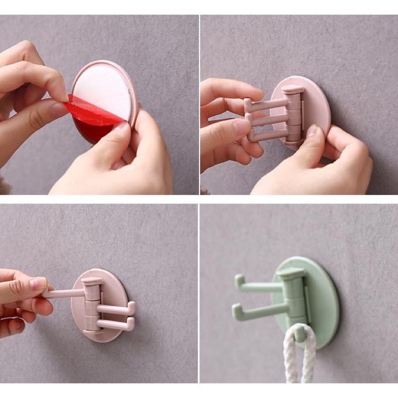 Móc dán tường 3 móc xoay 360°