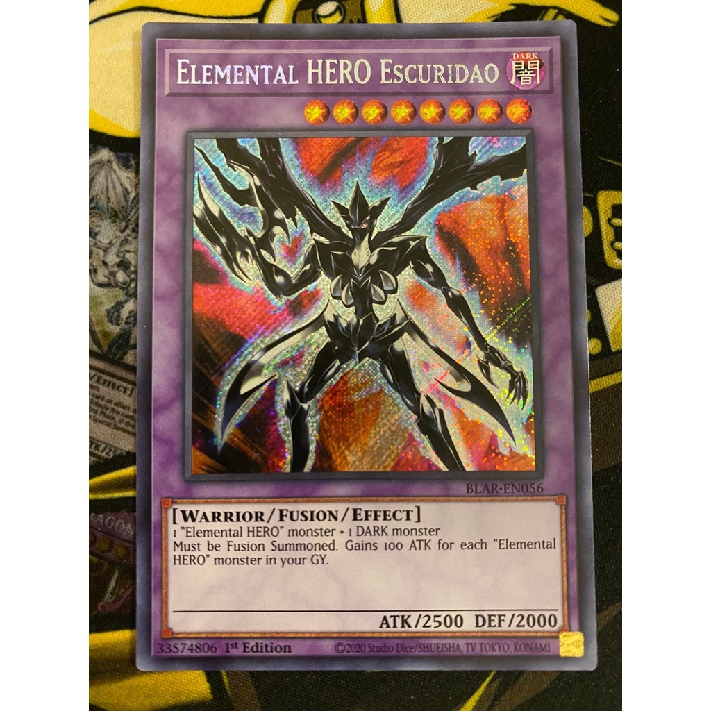 Thẻ bài Yugioh! Elemental HERO Escuridao - BLAR-EN056 - Secret Rare 1st Edition