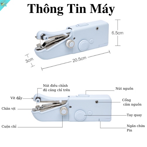 Máy May Mini Cầm Tay Gia Đình Máy Khâu Cầm Tay Handy Stitch  Đa Năng Tiện Lợi Dunsu