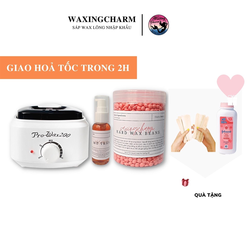 Combo Máy Nấu Sáp Prowax200 300gr Sáp Wax Lông Nóng Dành Cho Nách, Body, Bikini và 50ml Mỡ Trăn Giúp Triệt Lông