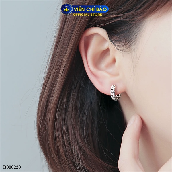 Bông tai bạc nữ kim tiền tròn chất liệu Bạc S925 thời trang phụ kiện trang sức nữ thương hiệu Viễn Chí Bảo B000220