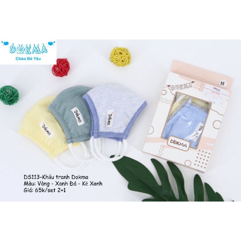 SALE HOT DOKMA DS113 KHẨU TRANG TRẺ EM CHẤT COTTON ORGANIC