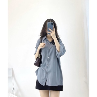Áo sơmi đơn giản lụa thái dày dặn unisex nam nữ