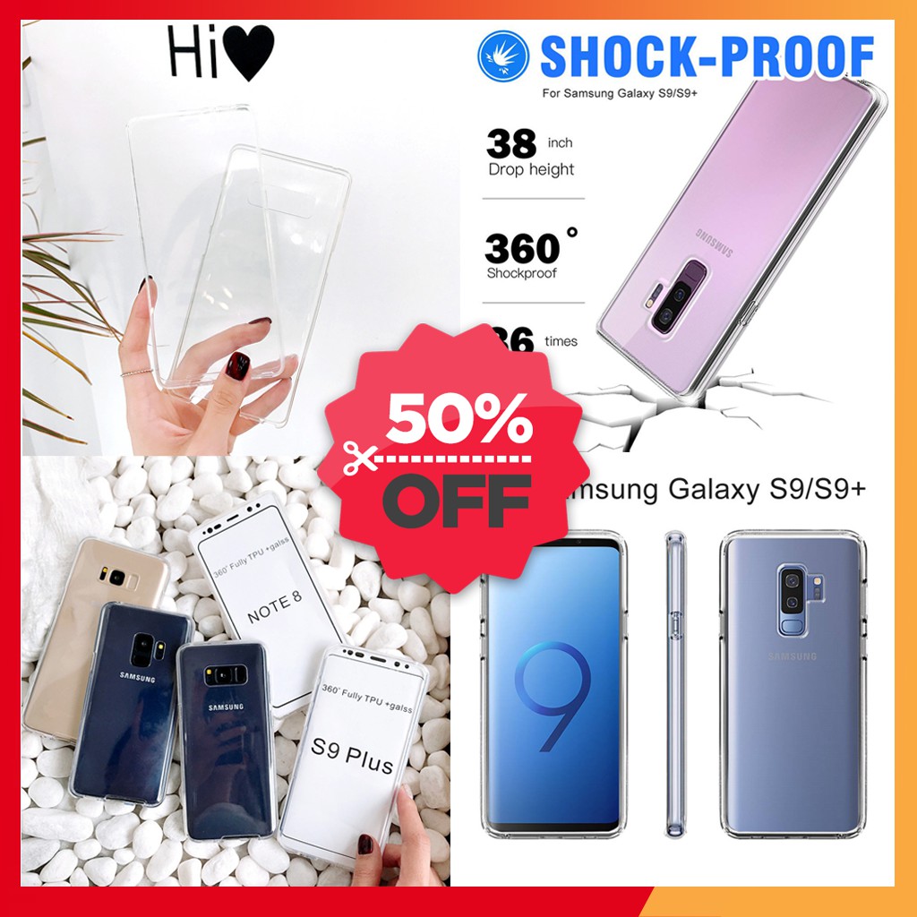 Ốp lưng Samsung S8 Plus/S9/Note 8 trong suốt 2 mặt bảo vệ full 360 độ