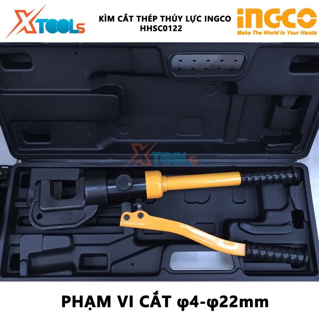 Kìm uốn thép thủy lực INGCO HHSC0122 | kìm ép cốt thủy lực Phạm vi cắt: φ4-φ22mm Lực cắt: 100kN hỗ trợ cho việc uốn cáp