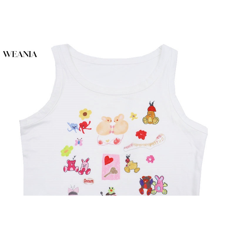 Áo Tank Top In Họa Tiết Dễ Thương Thời Trang Cho Nữ