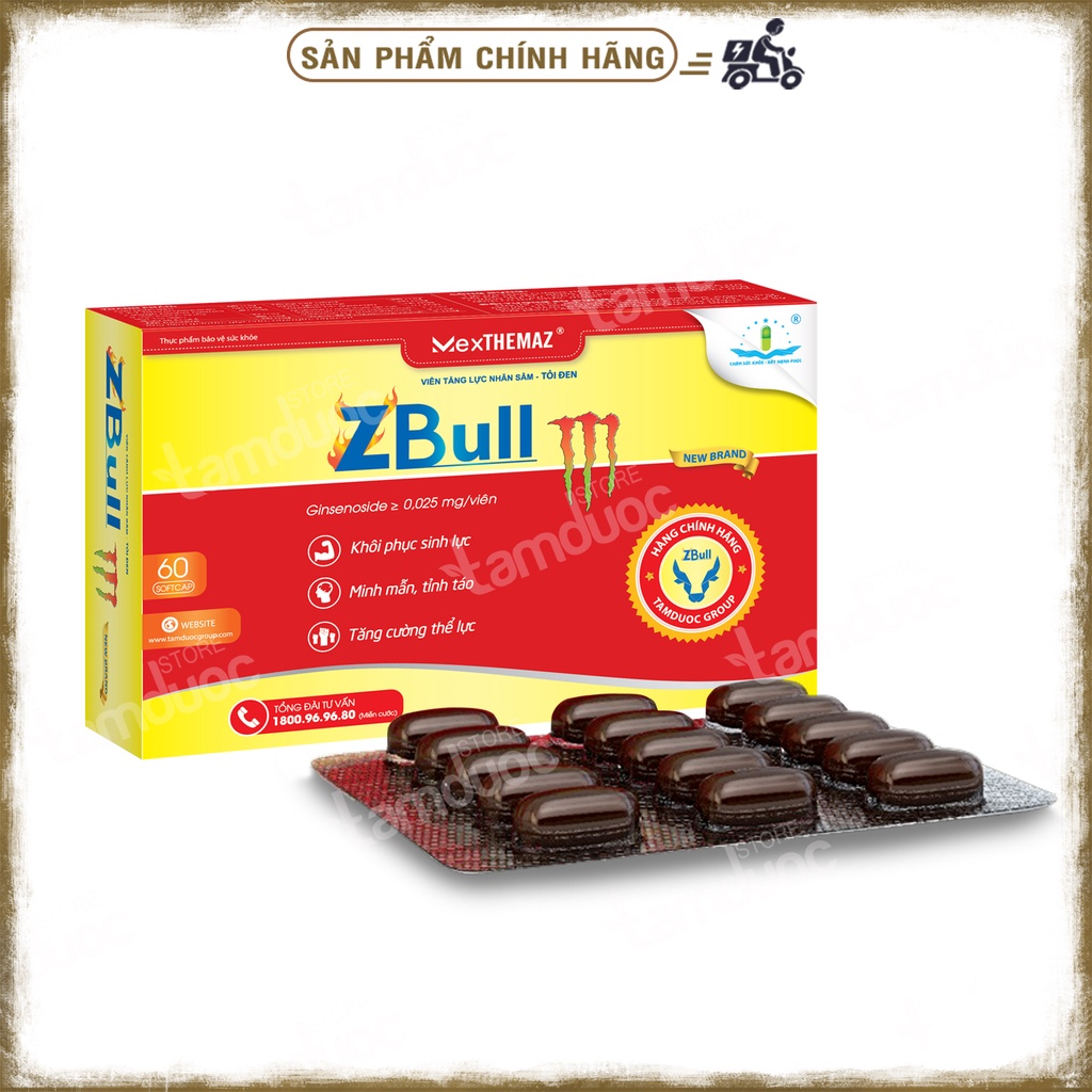 Viên Tăng Lực Nhân Sâm Tỏi Đen Zbull New Brand M