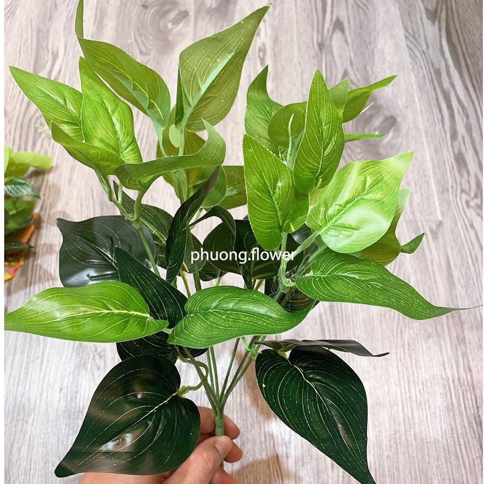 Cây giả decor đủ loại size nhỏ cao 34cm 7 nhánh lá bằng nhựa siêu bền dẻo dai cây giống thật 99% trang trí tuyệt đẹp