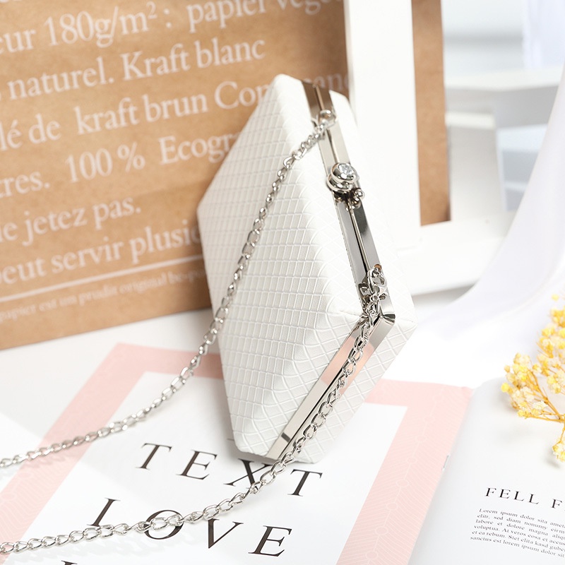 Túi Đeo Chéo Dáng Vuông Nhỏ Kẻ Sọc Đính Đá Phối Dây Xích Kiểu Hàn Quốc Xinh Xắn