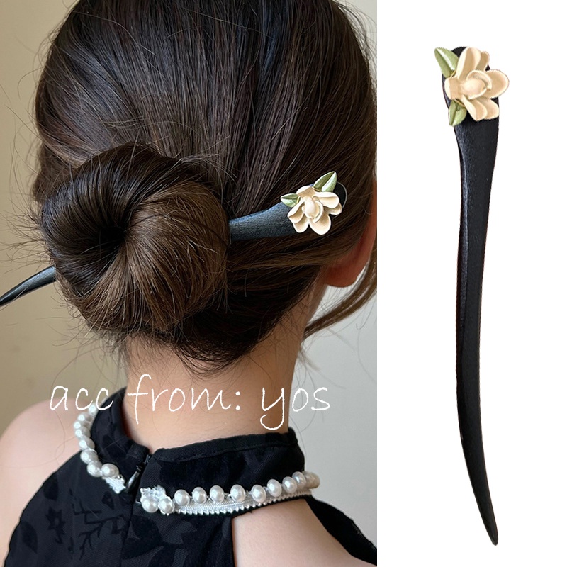 Trâm Cài Tóc Gỗ Cổ Trang Đính Hoa Phong Cách Trung Hoa YOS