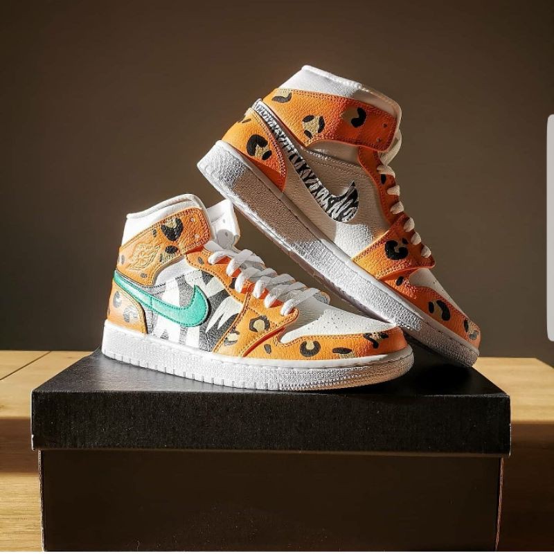 giày custom jordan1 màu cam