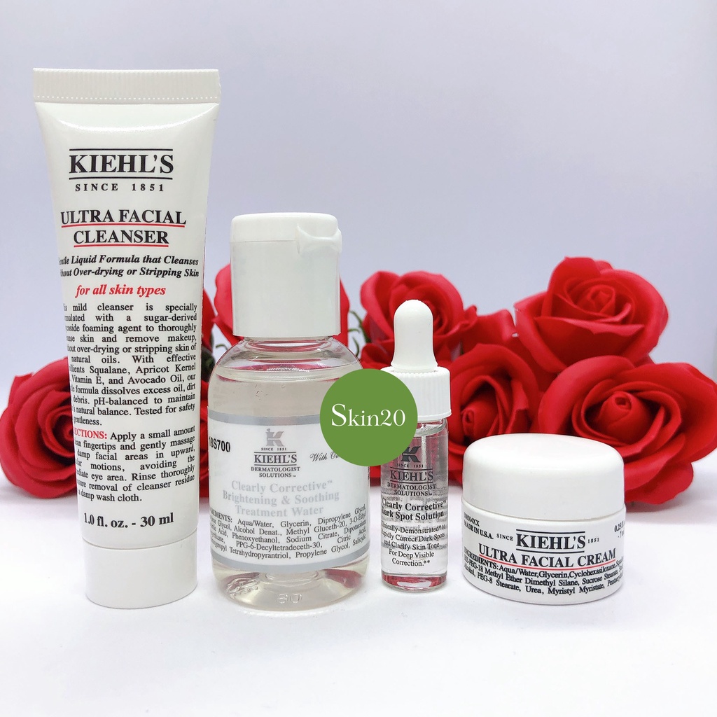 Set trắng da, mờ thâm nám, tàn nhang mini cho da khô Kiehl's