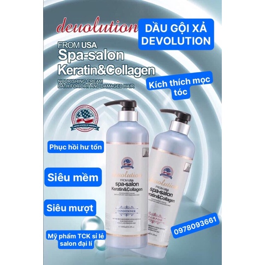 [HÀNG CHÍNH HÃNG] DẦU GỘI XẢ DEVOLUTION PHỤC HỒI TÓC KHÔ SƠ HƯ TỔN 1000mlx2