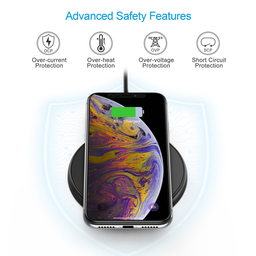 Đế Sạc Nhanh Không Dây CHOETECH Cho Iphone 11/11 Pro/Samsung/Airpods Pro 10w (1.2M)