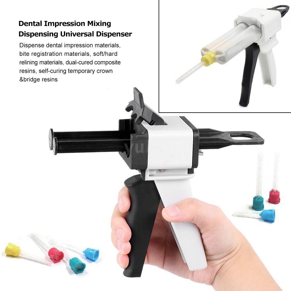 YULA Dental Impression Mixing Dispensing Universal Dispenser Gun Silicon Rubber Dispenser Gun1:1 /1:2 50ml