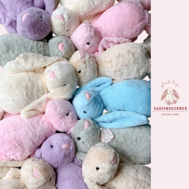 Gấu bông thỏ lông mịn cao cấp 40cm kèm khăn hoa dễ thương thú nhồi bông đồ chơi quà tặng Gauxinhcorner
