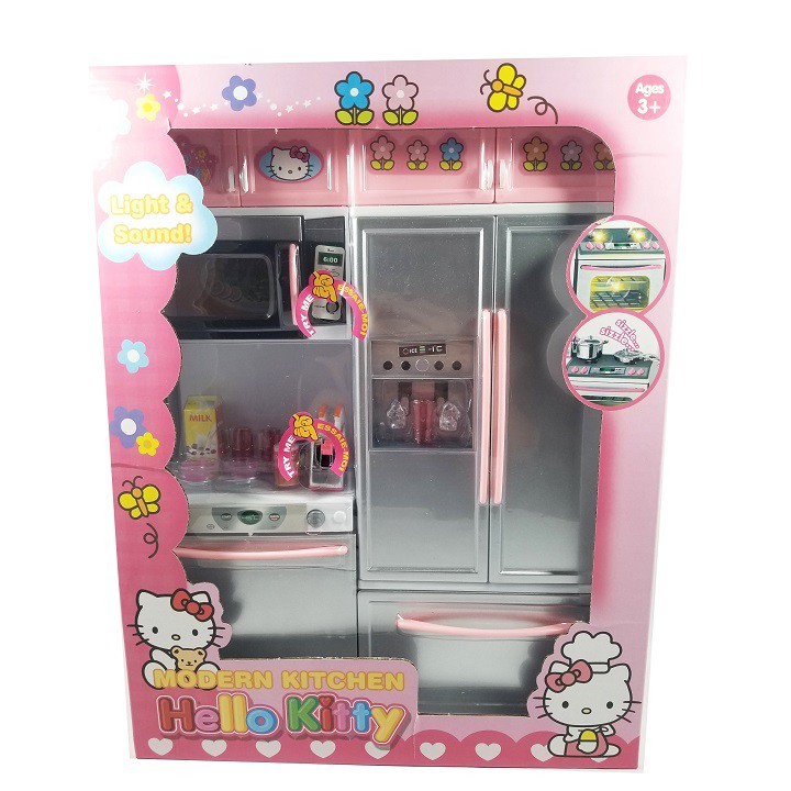 Đồ Chơi Tủ Lạnh Hello Kitty Màu Hồng 2 Ngăn, Có Tiếng Nấu Ăn, Chất Liệu Cao Cấp, Cho Bé Học Cách Chăm Sóc Gia Đình