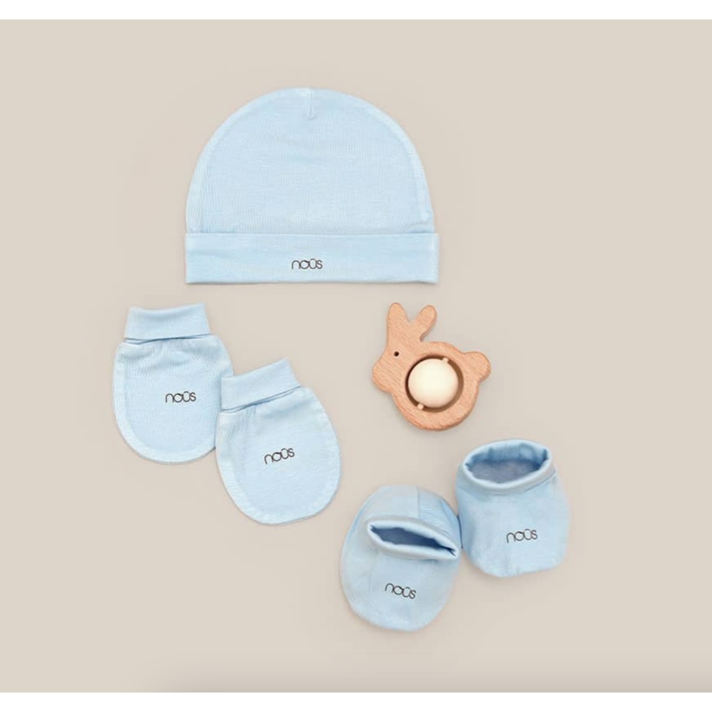 Phụ kiện bao tay, bao chân, mũ Nous Petit xanh nhạt newborn