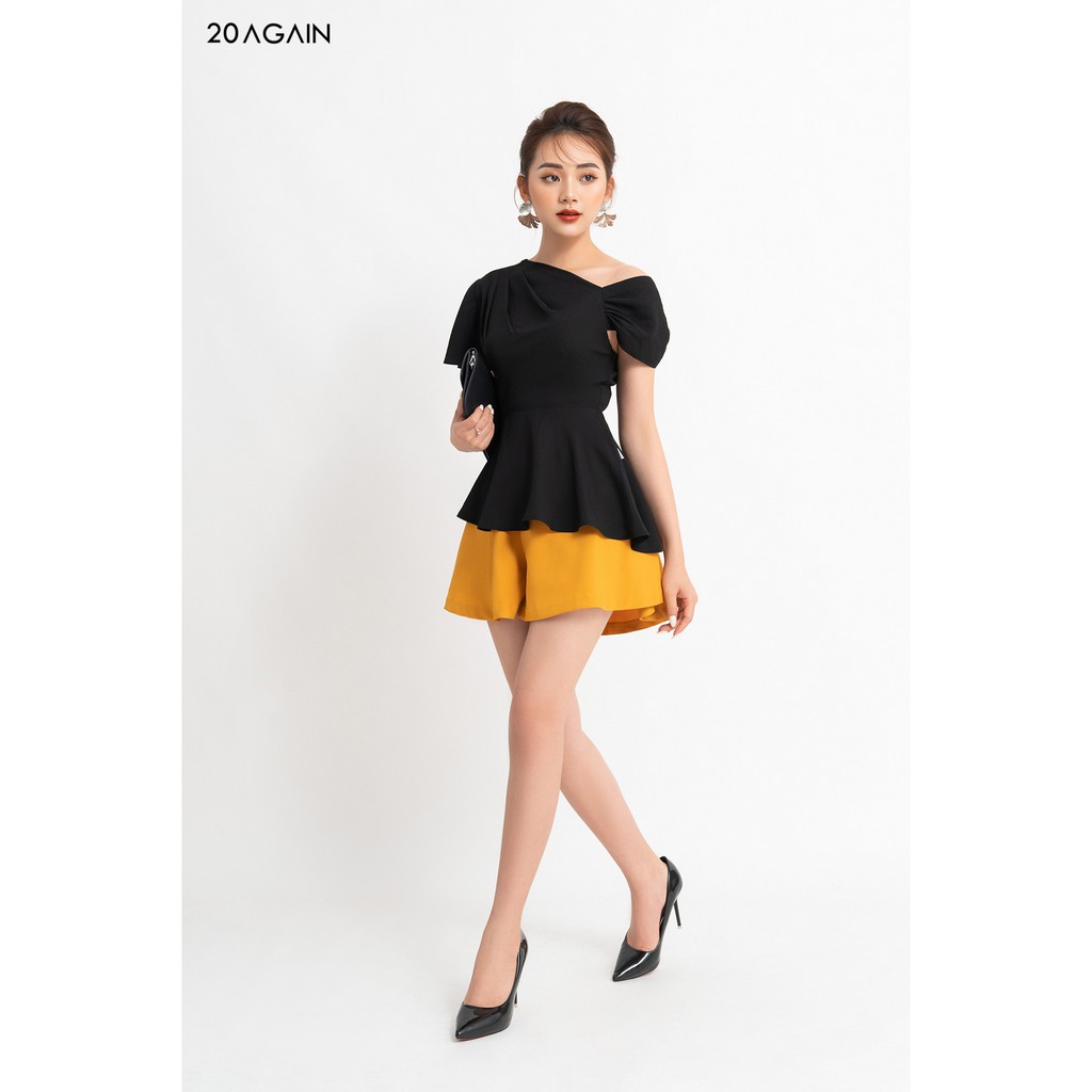 Áo sơ mi ngắn tay cổ lệch 20AGAIN thiết kế công sở tôn dáng ASA1260