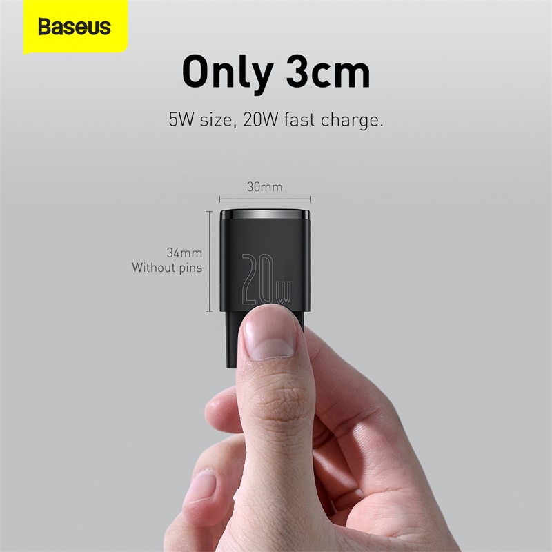Bộ sạc nhanh Baseus CUBE PD 1C 20W Sạc nhanh cho  13 12 Pro Max mini Hỗ trợ QC3.0 PD3.0