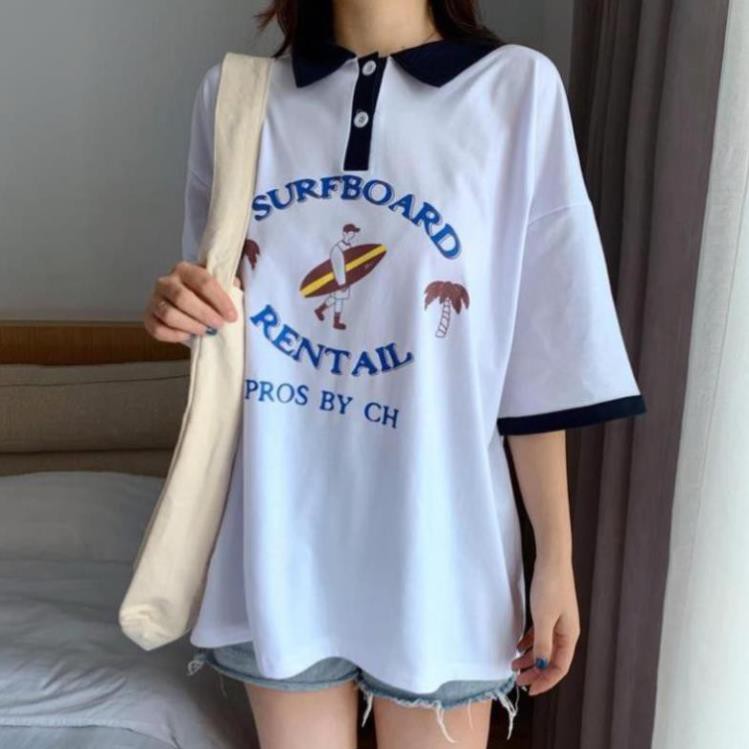 ! Áo Thun Nữ Thời Trang🍀 Áo Phông Polo Có Cổ  Đẹp Tay Lỡ Chùm Mông . New 💝 👕 *