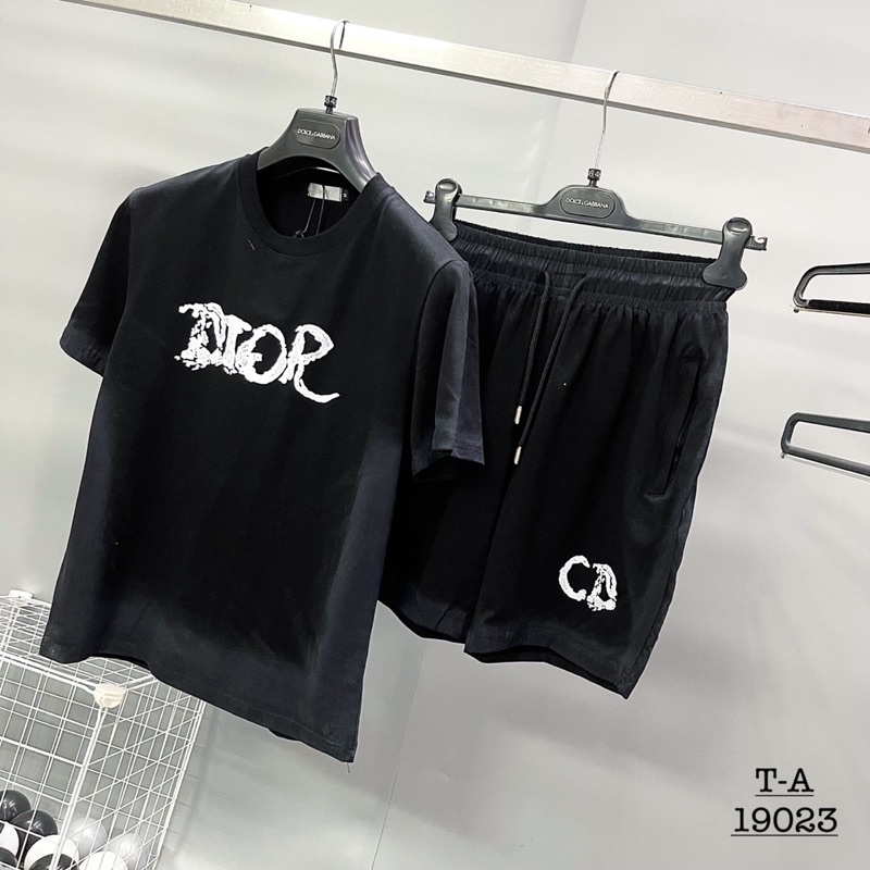 Bộ Hè Nam CD Loang Màu Viền Dập Chữ Ngực