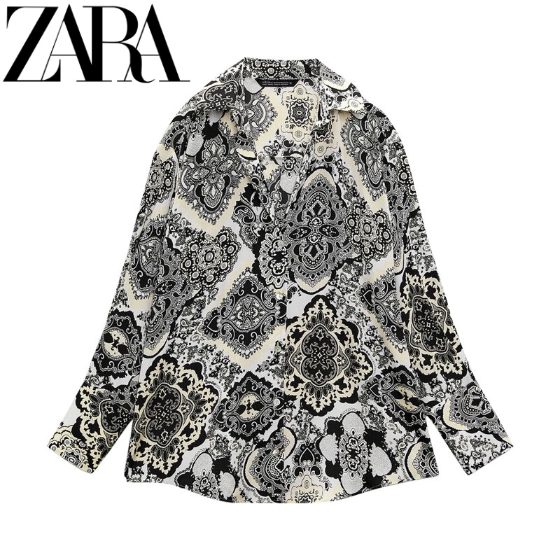 Zara Áo Sơ Mi Vải Lụa satin Thời Trang Mùa Hè Cá Tính 7969237