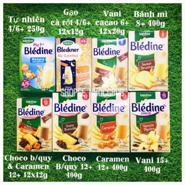 Bột lắc sữa Bledina nội địa Pháp 400gr - Cho bé 4+/6+/8+/12+/15+ - Vị choco/ bánh mỳ/ ngũ cốc/ vani/ tự nhiên/ caramen