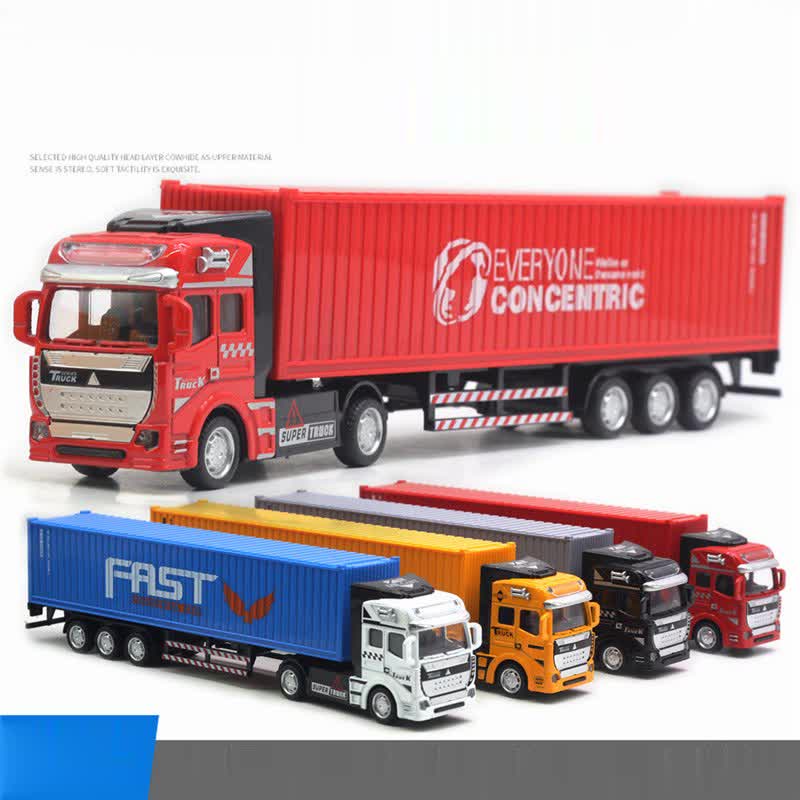 Xe Mô hình ô tô Container Đầu Kéo Đồ Chơi Cỡ Lớn Bằng Kim Loại Sắt Giá Rẻ Cho Bé Tỷ Lệ 1:48