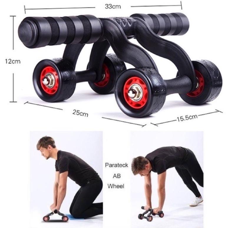 Con lăn tập bụng Đồ tập gym 4 bánh tặng miếng thảm con lăn tập cơ bụng dùng cho cả vđv chuyên nghiệp, bảo hành 3 năm