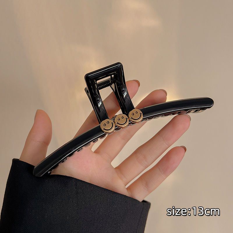Kẹp Tóc Hình Mặt Cười Màu Đen Cỡ Lớn Thời Trang Cho Nữ