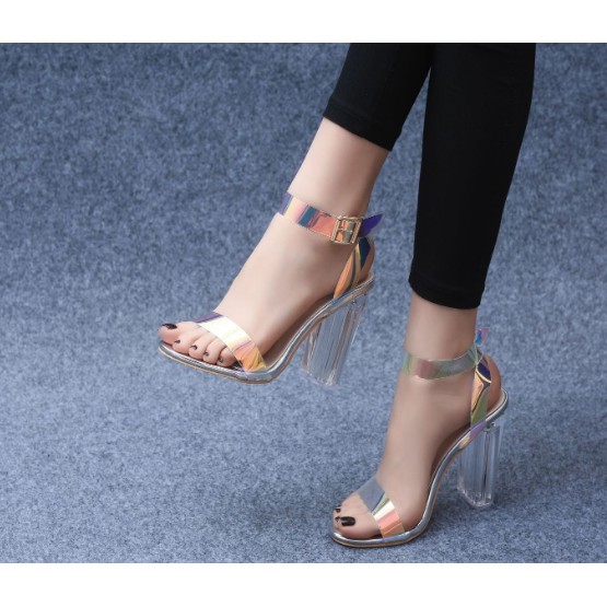 Giày cao gót quai trong ánh kim 9p gót trong siêu sang | BigBuy360 - bigbuy360.vn