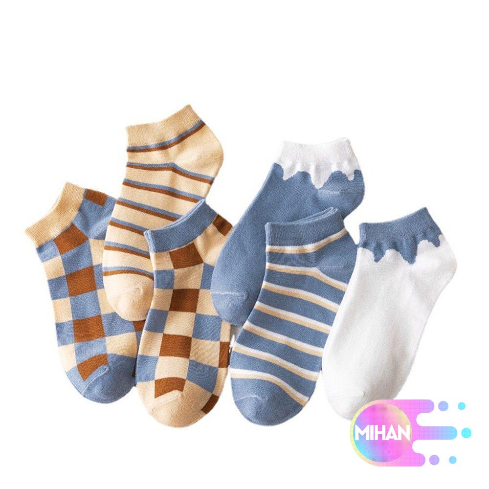 Vớ cổ ngắn thoáng khí họa tiết kẻ sọc thời trang cho nữ