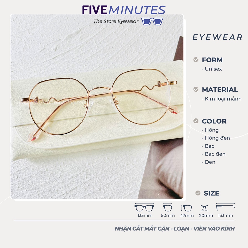 Gọng kính nữ, chất liệu kim loại mảnh nhẹ 29105 - Fiveminutes Eyewear cắt cận 0-6 độ