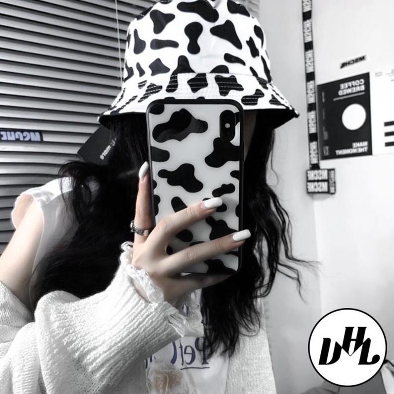 Mũ Bucket Bò Sữa Nón Tai Bèo in Trắng Đen Phong Cách Nam Nữ