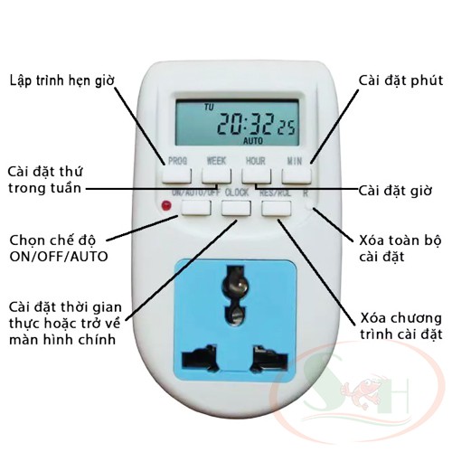 Timer hẹn giờ điện tử Digital AL-06 ổ cắm bật tắt mở tự động thiết bị
