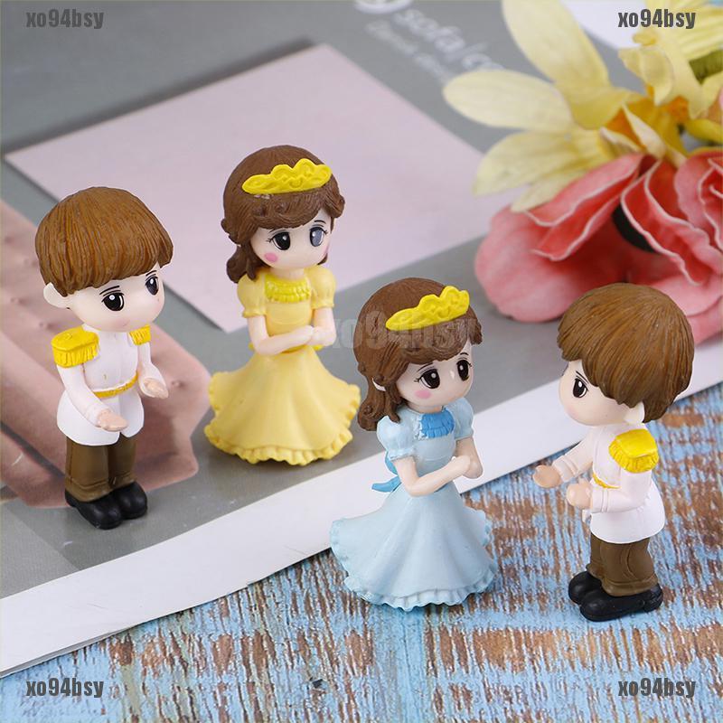 [xo94bsy]1set Prince Princess Couple DIY Mini Miniature Figurine Garden Micro La