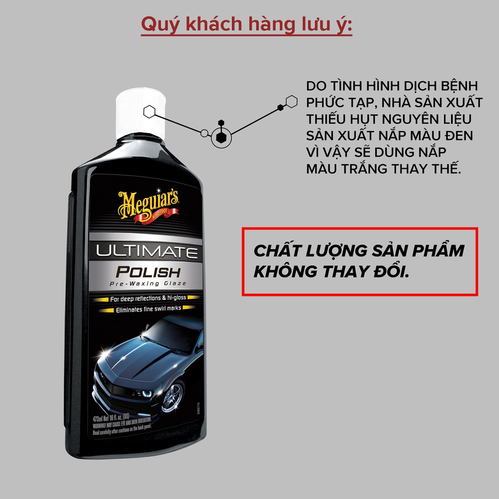 Meguiar's Xi đánh bóng xóa xước nhanh cho xe hơi dòng cao cấp Ultimate - Ultimate Polish, G19216, 473ML