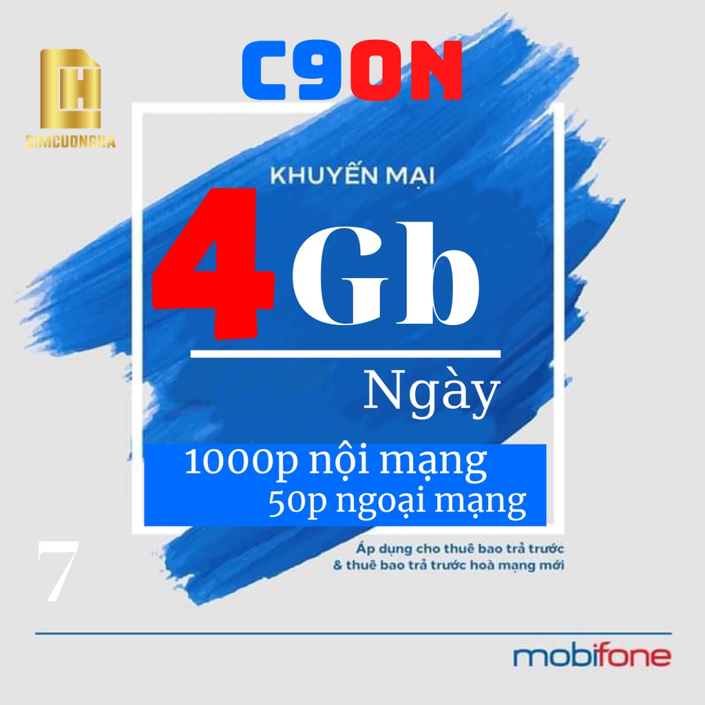 Sim mobifone 4G C90N 4Gb ngày, sim mạng tốc độ cao, nghe gọi không giới hạn - SIMDATA4G