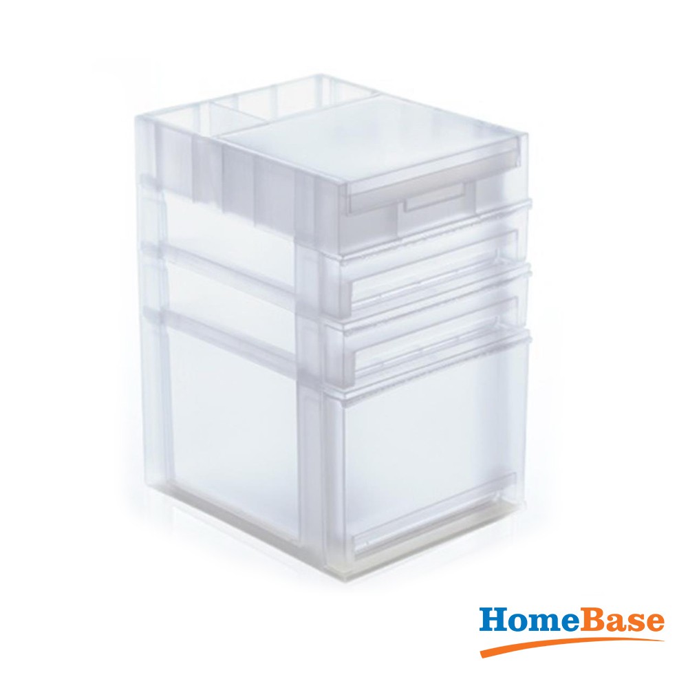 HomeBase by HomePro Thailand DKW Tủ nhựa mini để bàn trang điểm 3 tầng Thái Lan W17xD21.5xH28.5 Cm Trắng trong
