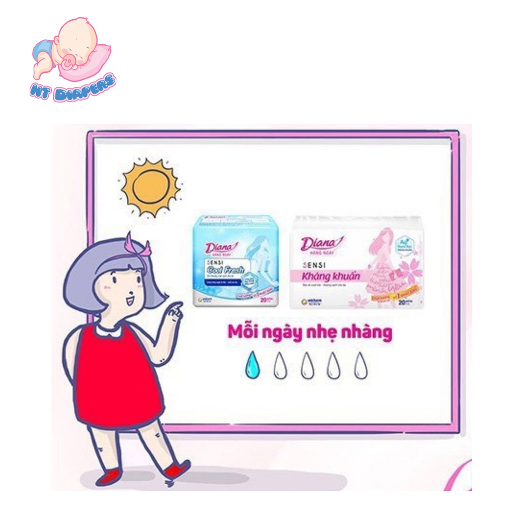 Băng Vệ Sinh Diana Sensi siêu mỏng cánh gói 8 miếng (6 gói)