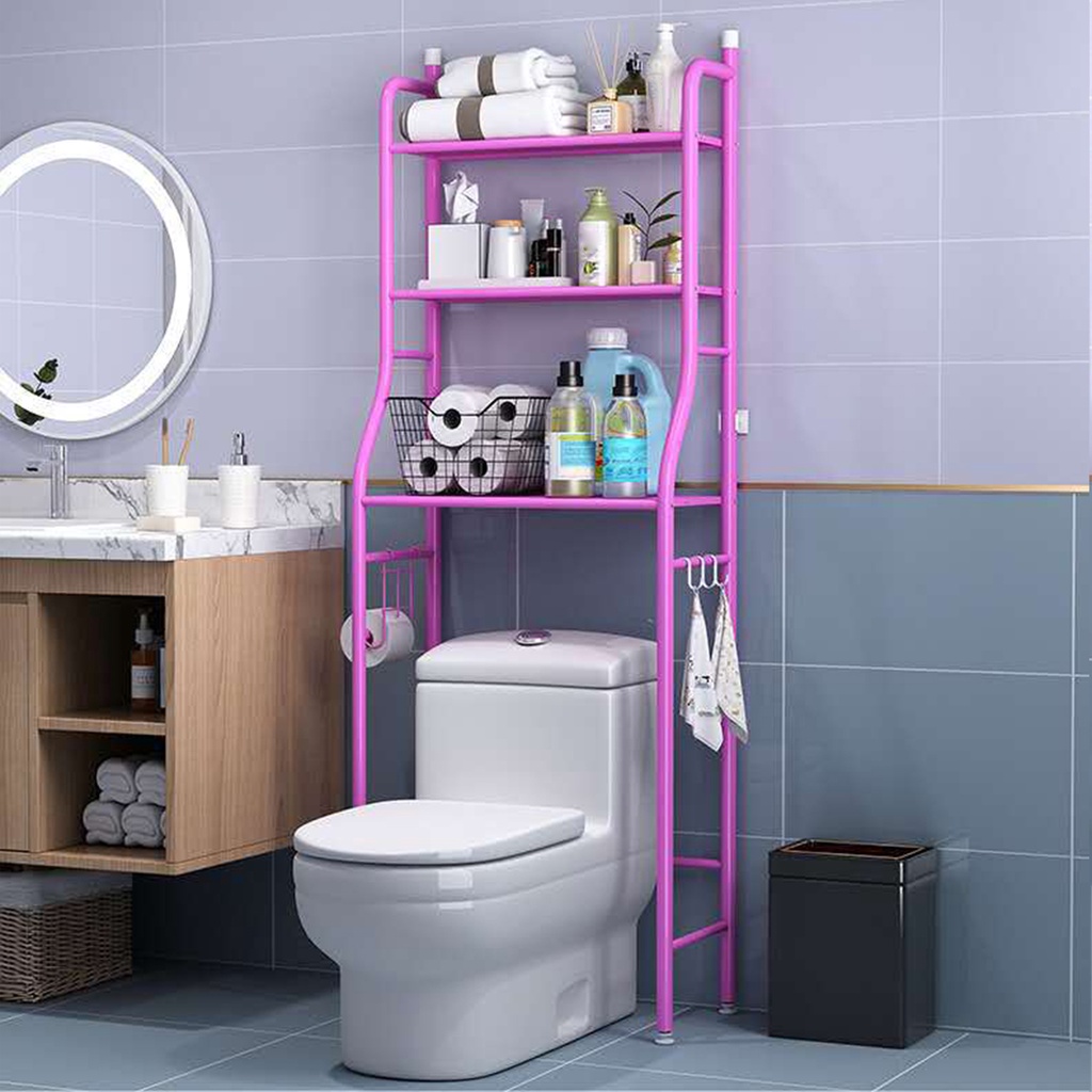 Kệ để đồ toilet/ nhà tắm/ đồ máy giặt 3 tầng bằng kim loại tiện lợi