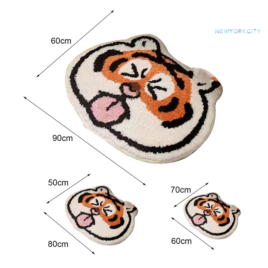 Thảm lót cửa chùi chân Lông Nhung Mềm Mại Hình Chú Hổ Dễ Thương Dùng Hàng Ngày