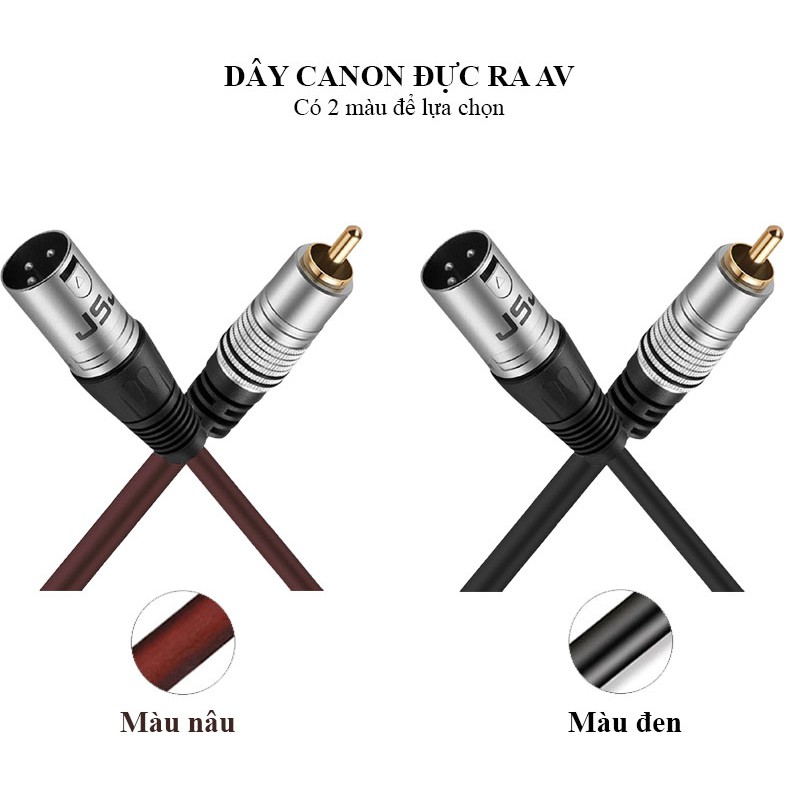 Dây canon xlr đực ra đầu bông sen cái JSJ 606E dài 1m dễ dàng co giãn đầu nối được gia công mạ vàng