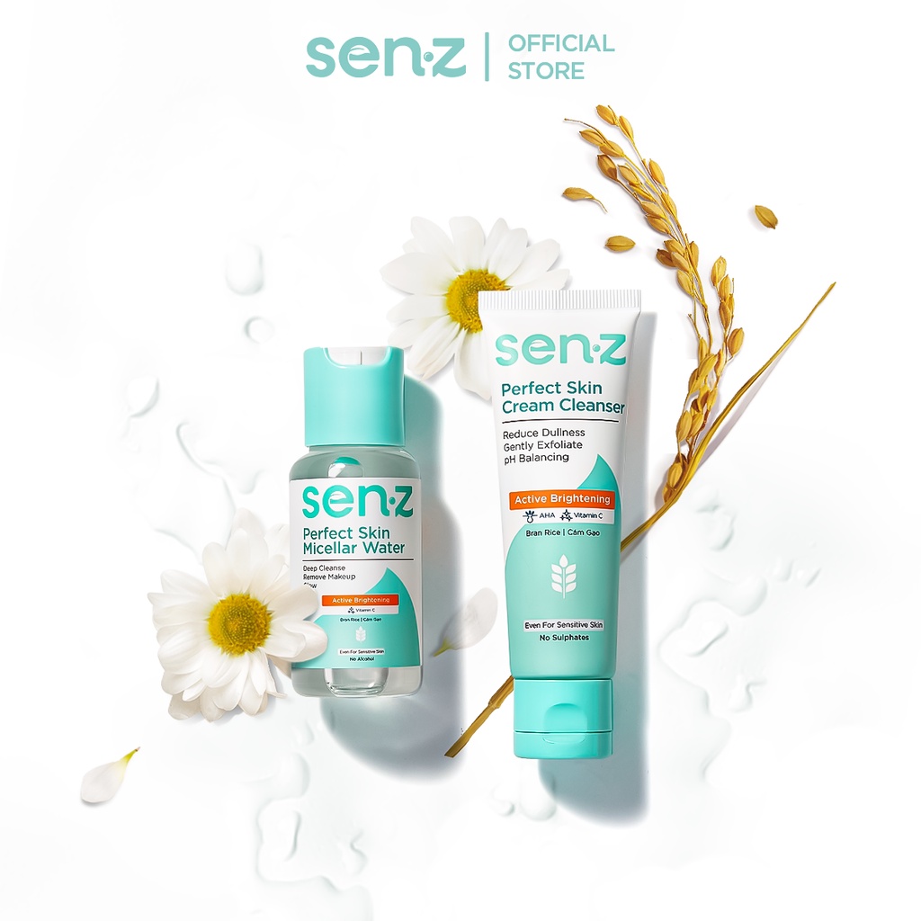 Bộ Tẩy Trang + Sữa Rửa Mặt Cám Gạo SenZ Perfect Skin Làm Sạch Sâu Sáng Da Dành Cho Mọi Loại Da 50ML + 30ML