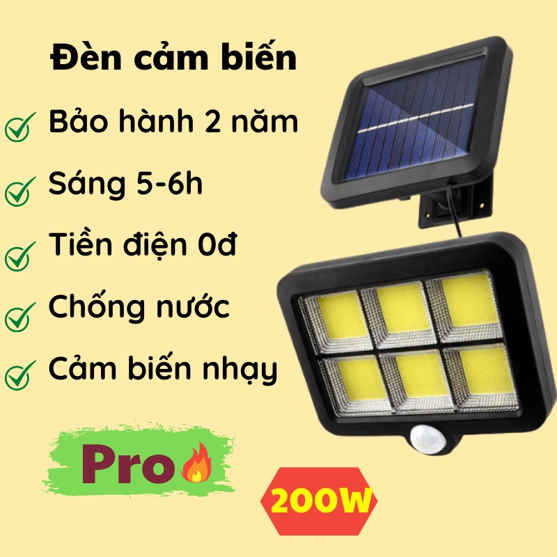 Đèn Năng Lượng Mặt Trời Chống Trộm, Chống Nước, Tiết Kiệm Pin - Kèm Điều Khiển Cảm Biến
