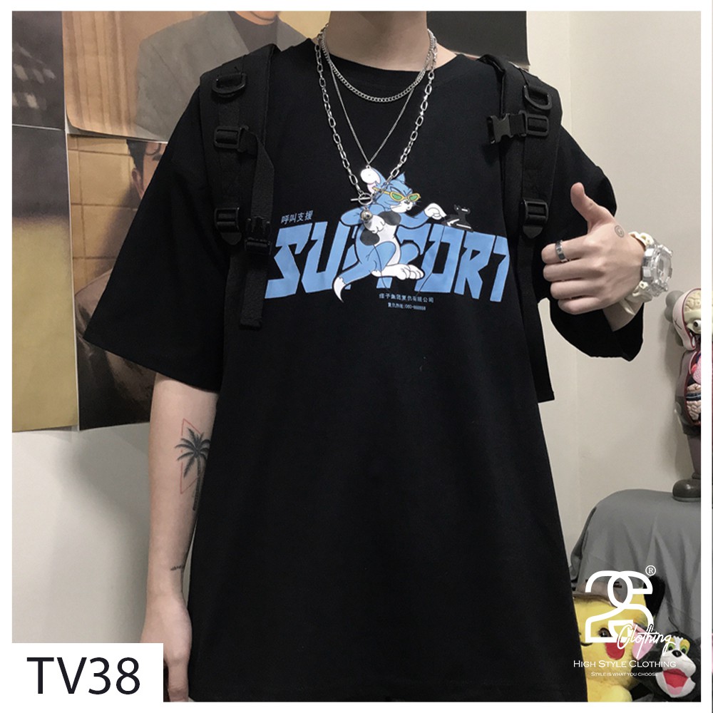 Áo Thun Tay Lỡ 2s Clothing Áo Phông StreetWear Unisex Basic Nam Nữ Cotton Oversize Form Rộng Giá Rẻ In Hình Mèo Tom TV38 | BigBuy360 - bigbuy360.vn