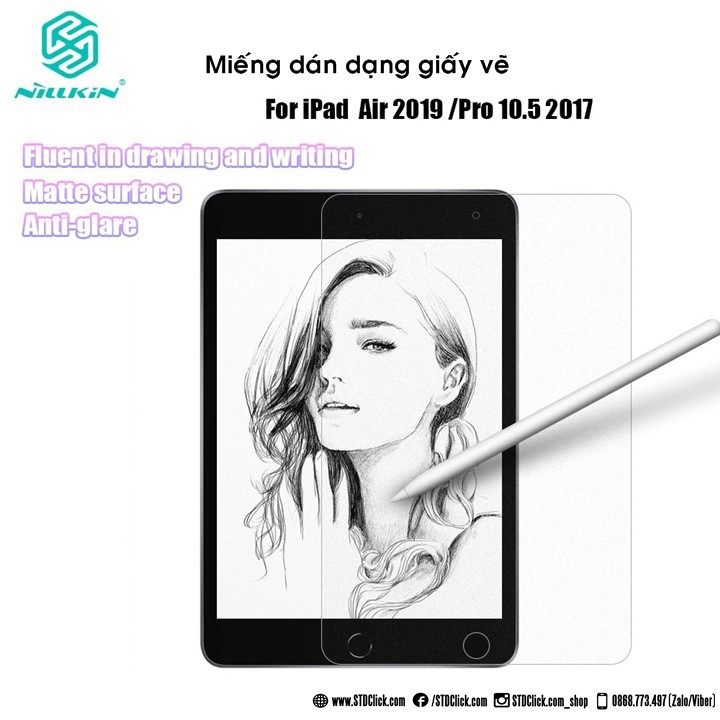 MIẾNG DÁN DẠNG GIẤY VẼ IPAD AIR 2019 - PRO 10.5 2017 NILLKIN AG PAPER-LIKE CHÍNH HÃNG HÀNG CHUẨN