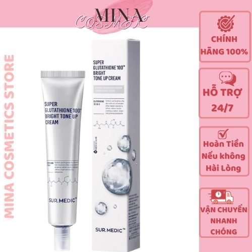 Sur.Medic [Trắng da 100%-Hàng Auth] Kem Dưỡng Trắng Nâng Tông Da Sur.Medic Super Glutathione 100 Bright Tone Up Cream