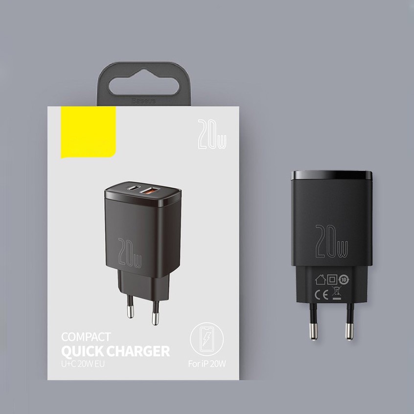 Bộ cóc củ DUPIO Baseus CS02 usb type-c pd 20w 18w sạc nhanh 2 ngõ ra nhiều cấp bảo vệ tiện lợi nhỏ gọn